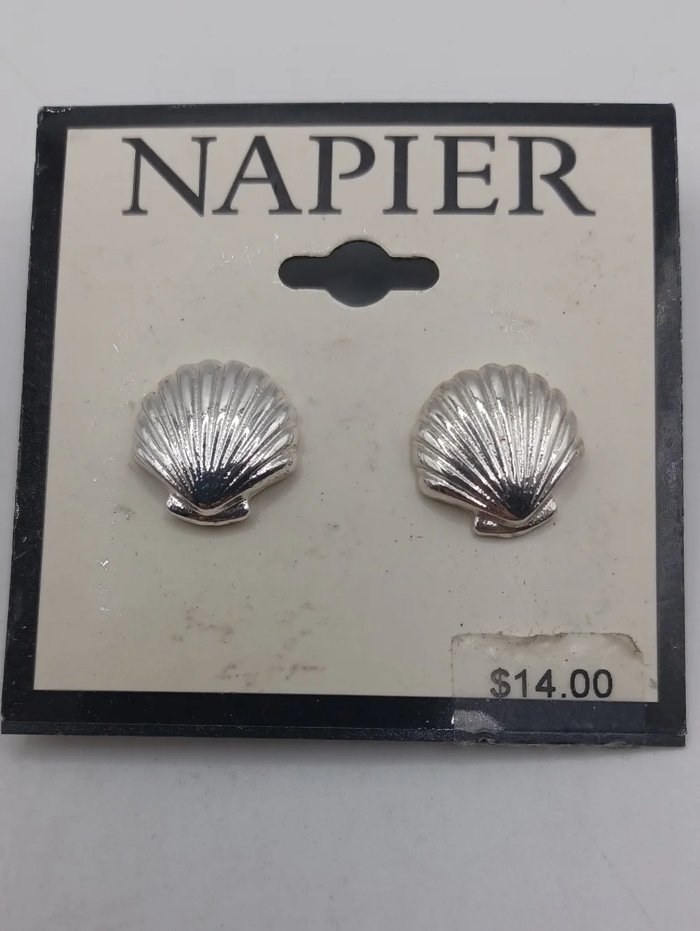 Napier Silver Shell Stud Earrings